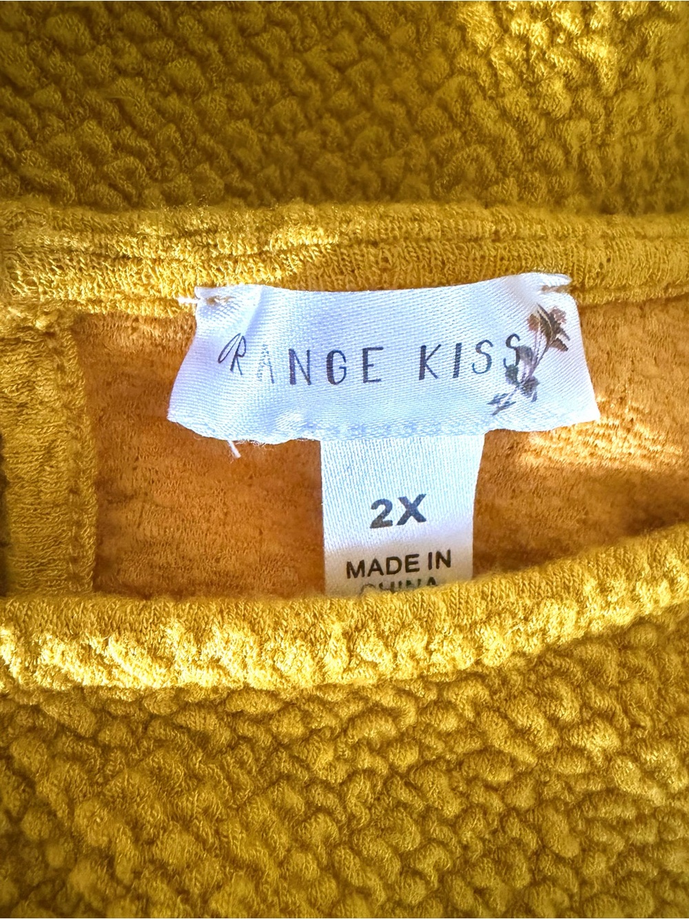 Mustard Yellow Tie-Front Textured Short Sleeve Top - Women’s 2X - Relaxed Fit - Picture 5 of 15